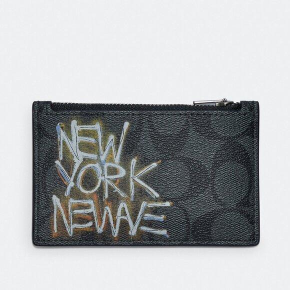 Coach Unisex NEW WAVE logo monogram leather zip up card holder wallet - Picture 2 of 4